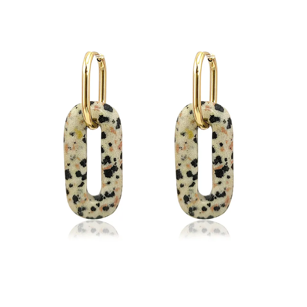 HUIDANG Earrings Trend 2026 Big Hollow Green Stone Square Earrings Woman Autumn Stainless Steel Boucles d'oreilles