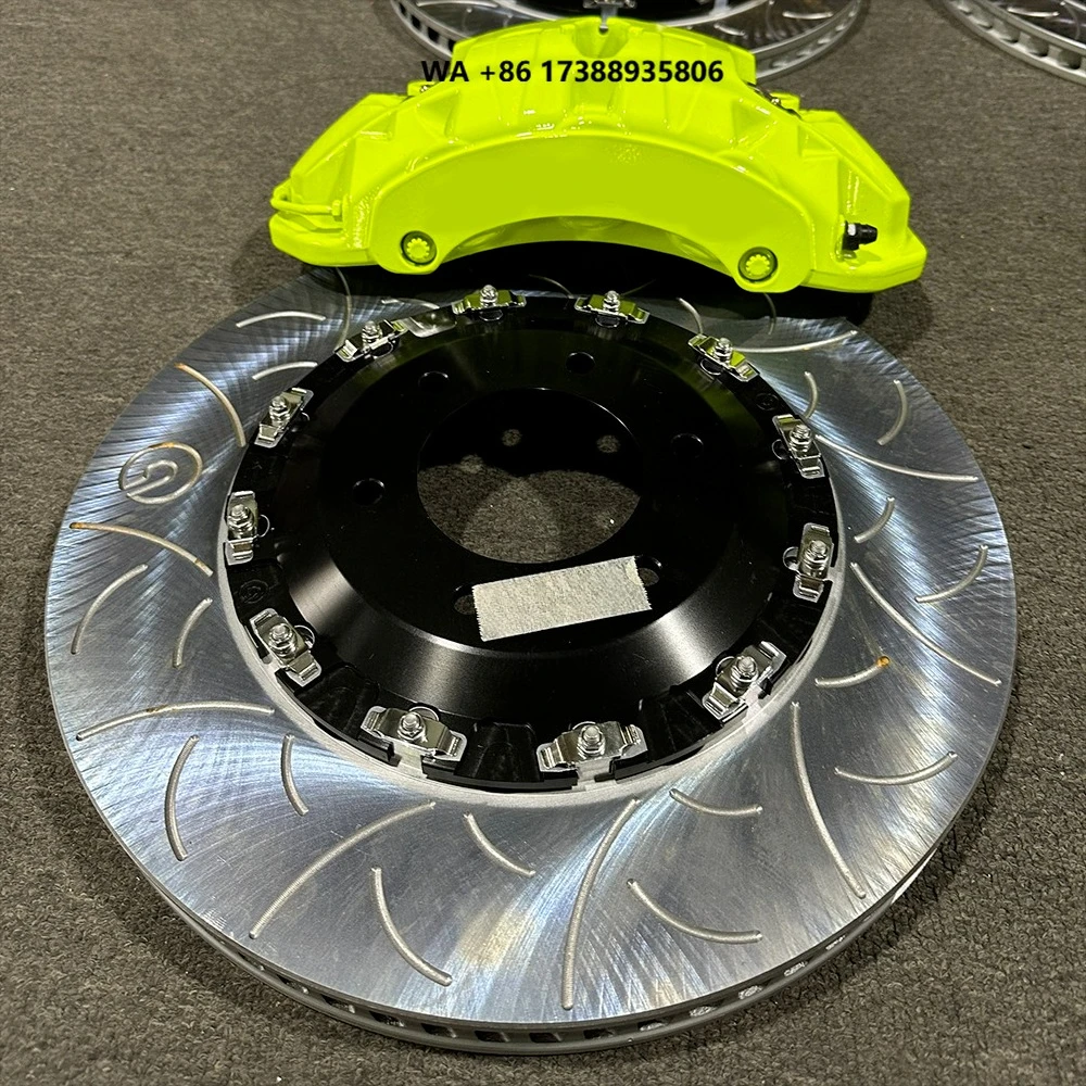 Racing Brake Caliper Kit Auto Tuning Brake System 20Z 6 Piston Drilled Slotted Disc Brake Pads Custom Fit Neon Yellow 3-Year
