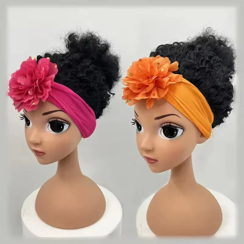 New Arrival Cute Kids Headband Wig Decoration for Girl Fashion Girl Wigs Without Lace Front Afro Baby Girl Wigs with Band