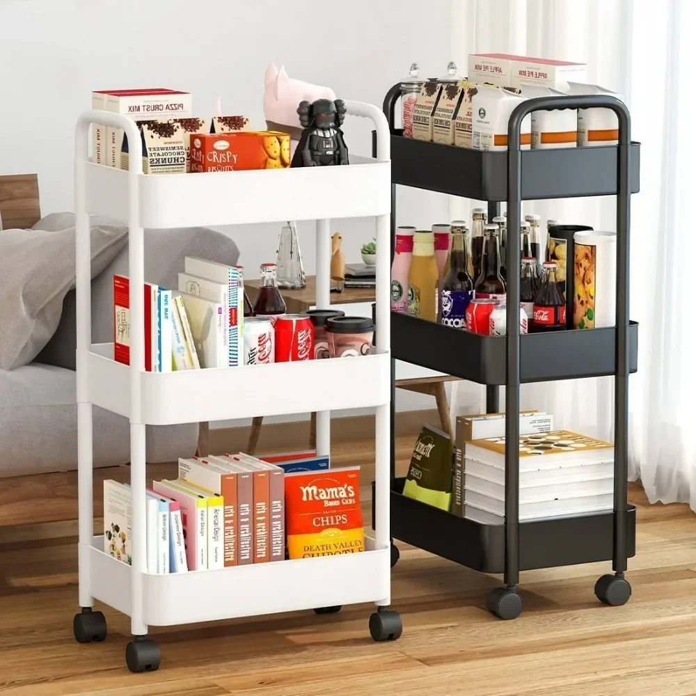 Mobile Storage Trolley Cart Multi-Layer Stand Carts Multifunctional Household Snack Cart Storage Shelf Multi Storey Snacks Racks