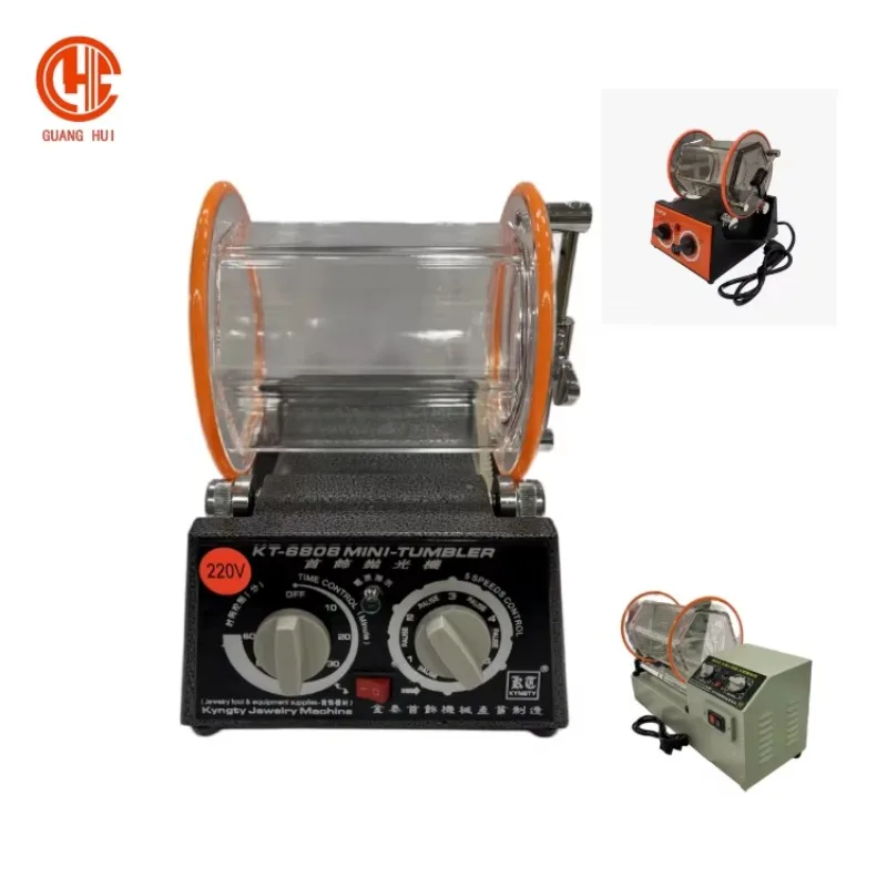 【New】Best Rotary Rock Tumbler Surface Polisher 220V 80W KT-6808 Roller Polishing Min Gemstone Polishing Machine for Jewelry Stor
