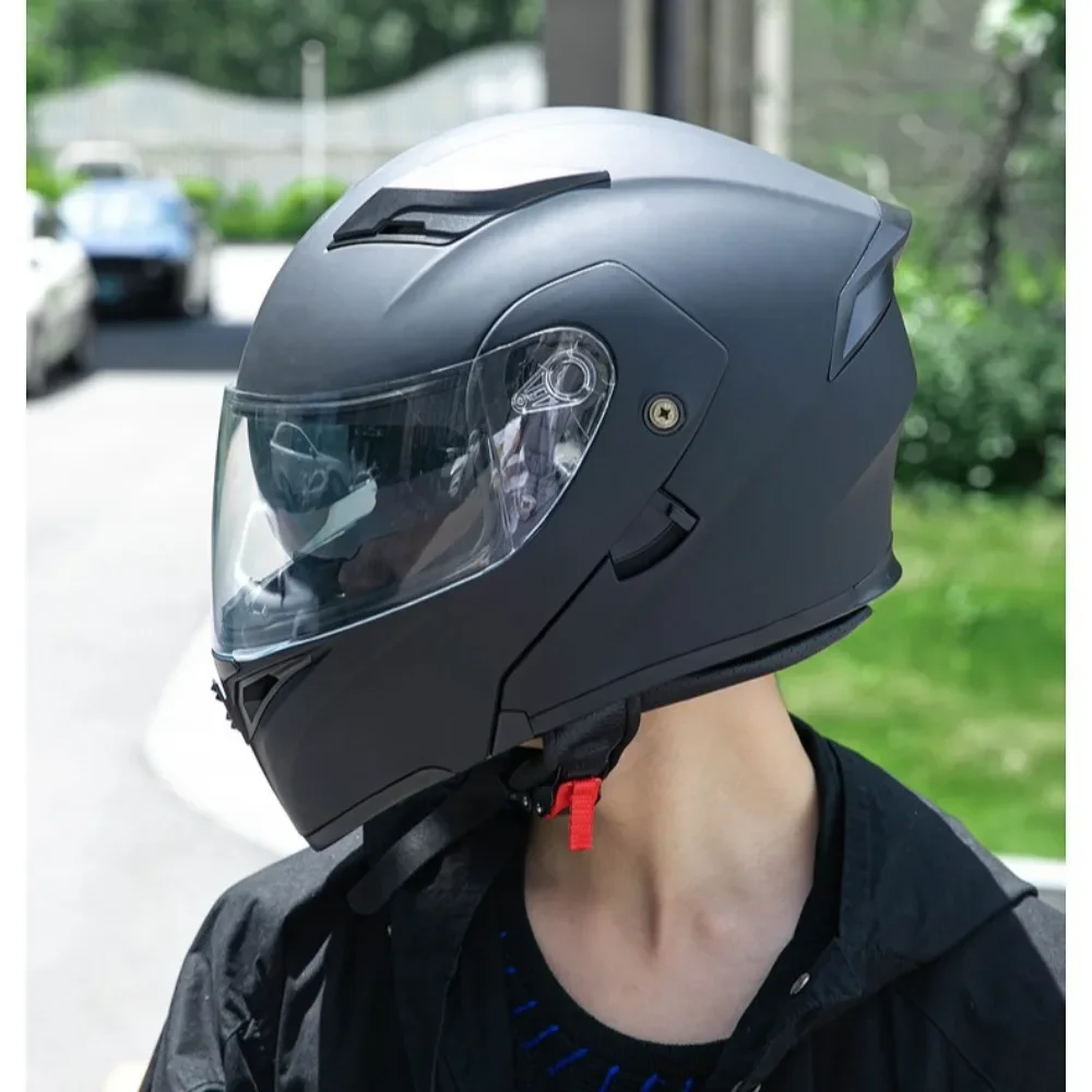 DOT Standard Electric Motorcycle Helmet All Seasons Full Cover Dual Lens Revealed Helmet Full Face Helmet Casco Motocross