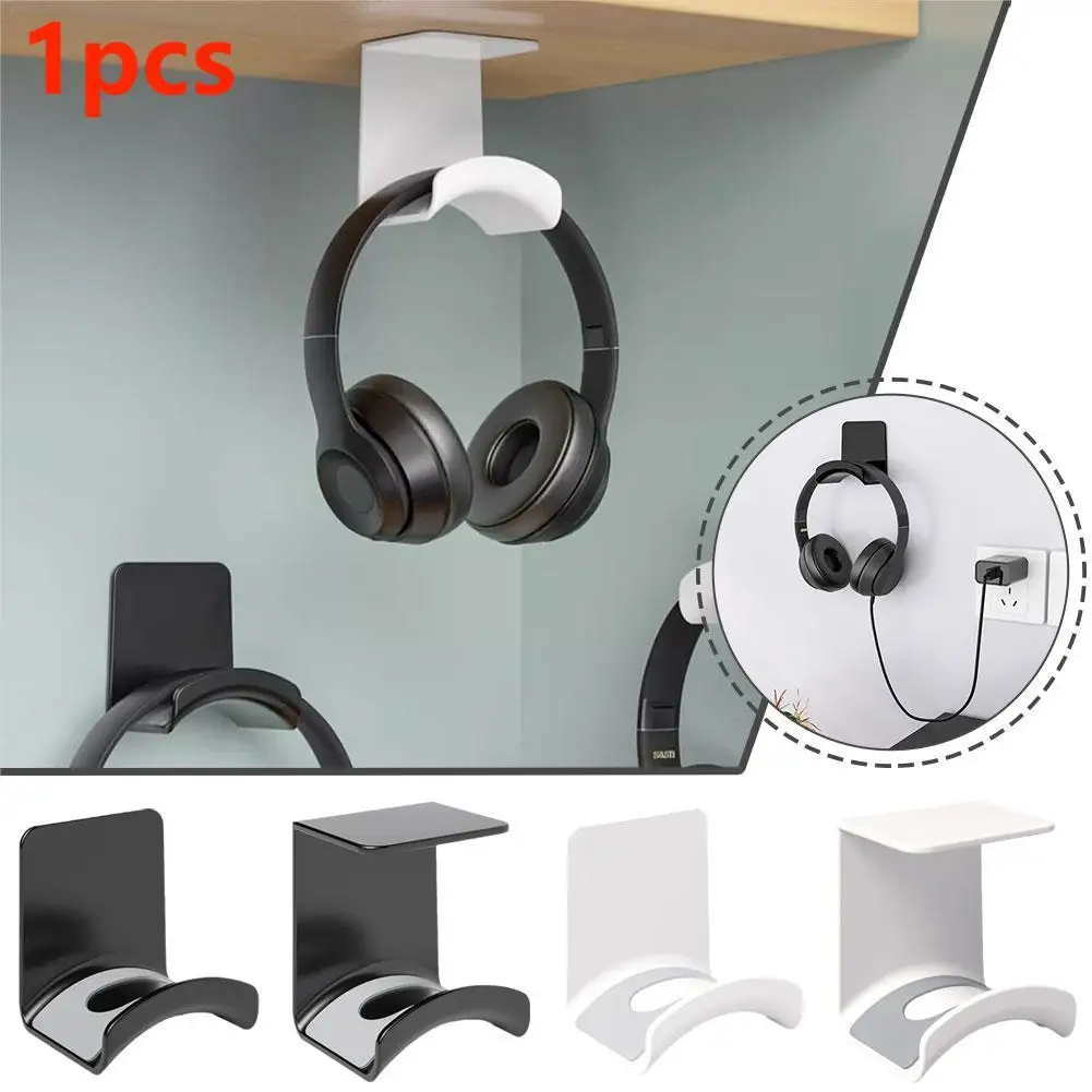 Headphone Holder Wall-hanging Hole-free Universal Headset Storage Hook Paste Anti-skid Wear Under-table Hanger Earphone Holder