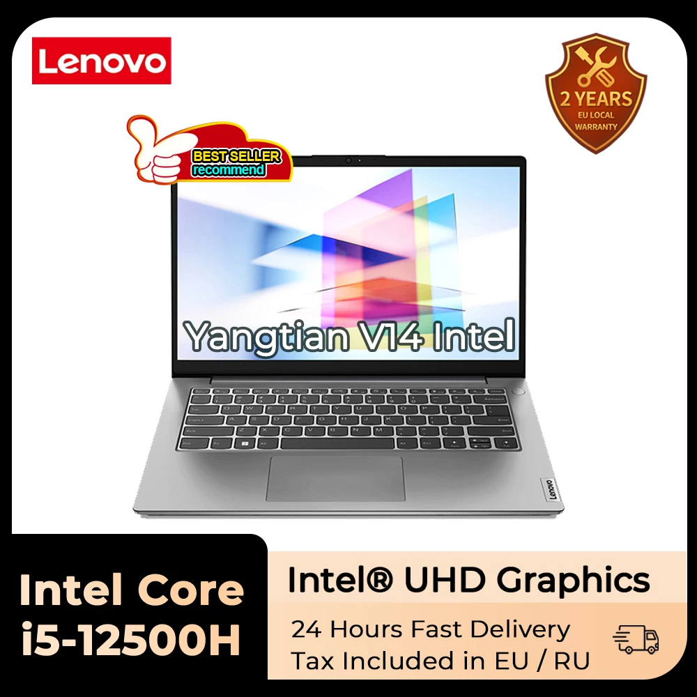 Lenovo Yangtian V14 Slim Laptop Intel Core i5-12500H UHD Graphics 16GB RAM 512GB/1TB SSD 14inches FHD Screen Notebook PC 2023