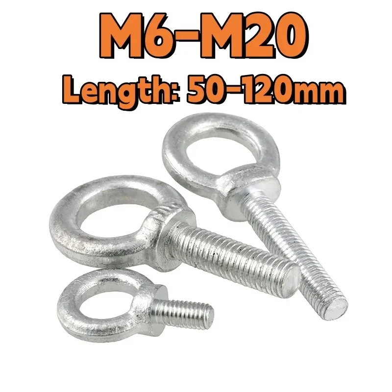 M6-M20 Zinc Plated Lifting Eye Bolt / DIN580 Round Ring Hook Screw - Forged Steel Shoulder Eyebolt with Hex Nut