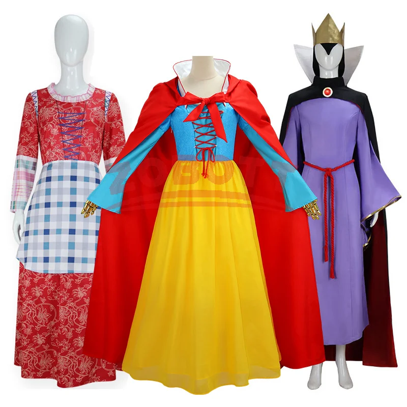 Das Schneewittchen Böse Königin Cosplay Kostüm mit Krone Böse Königin Kostüm Kleid Halloween Karneval Kostüm