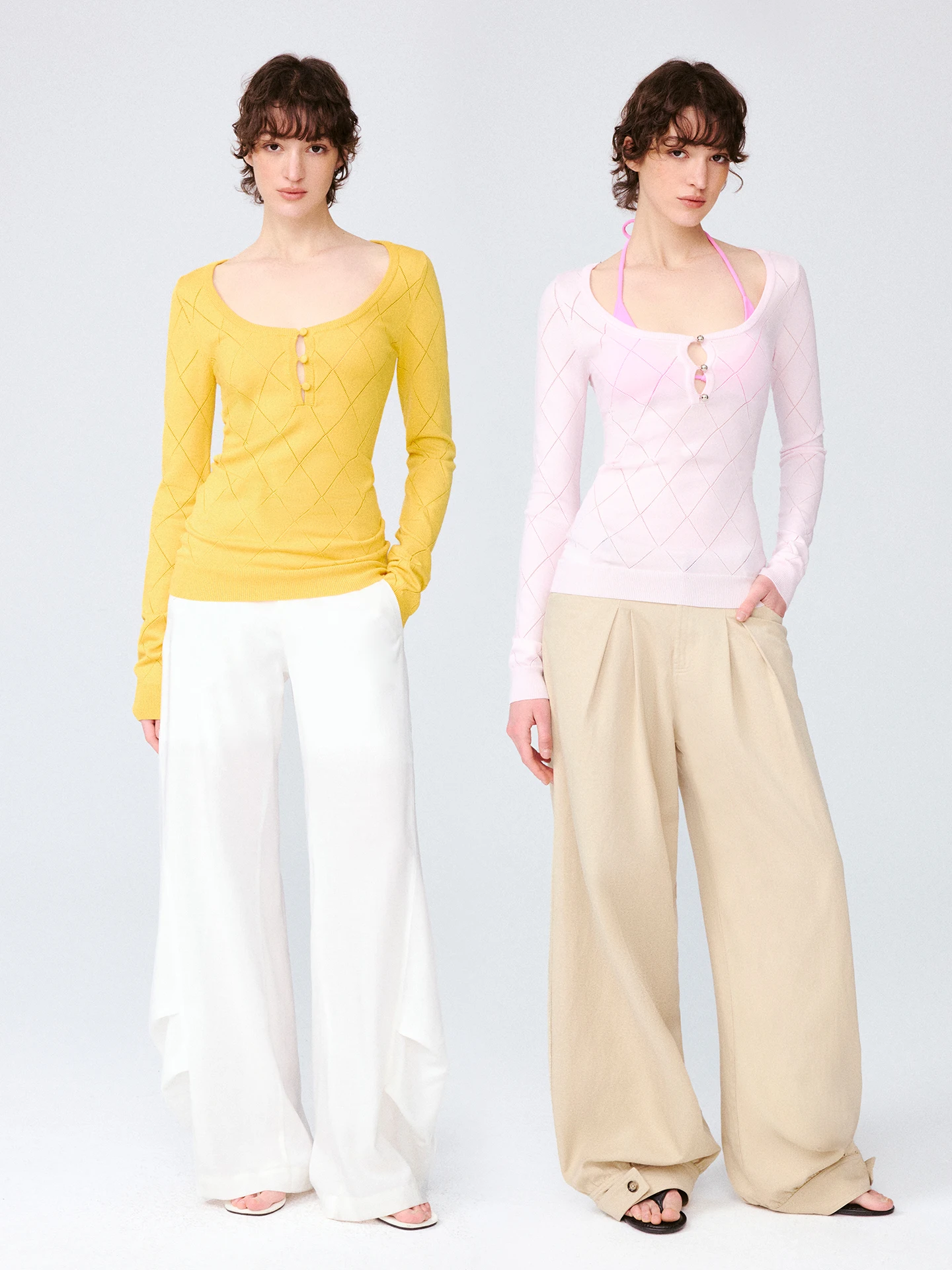 

Trendkill Long Sve Knitted Hollow out Women's Slim Fit Base irt Lyrical Inner Wear Commute Suitable round Ne Design