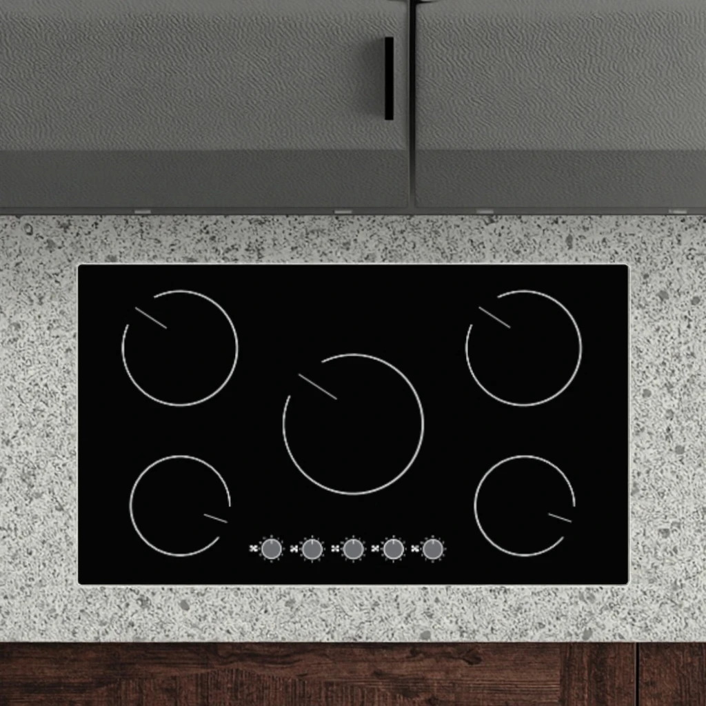 格安価格のビルトイン5口家庭用ポータブルガラスハウジングIHクッキングヒーター