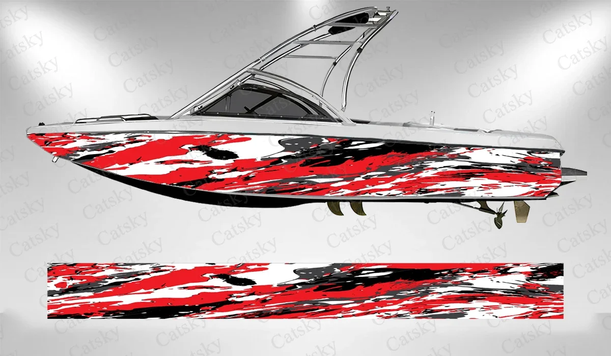 Lines stripes vector graphics Sticker Vinyl Boat Pontoon Deck Boat Fishing Self Adhesive Decorative Boat Decal Sticker
