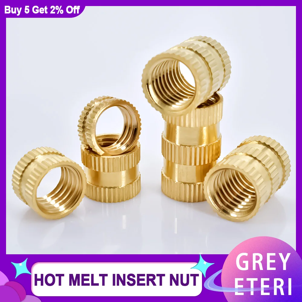 3D Printing Nuts Brass Nut Inserts Double Knurled Injection Embedded Hot Melt Heat Copper NutsertM2 M2.5 M3 M4 M5 M6 M8 M10