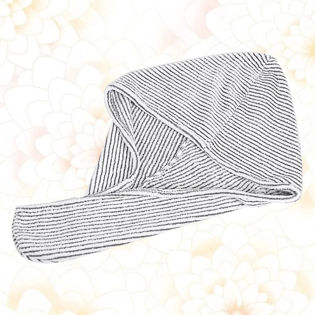 Bamboo Carbon Fiber Hair Drying Cap Black White Stripe Superfine Fiber Fast Drying Towel Quick Absorbent Dry Hair Cap Home