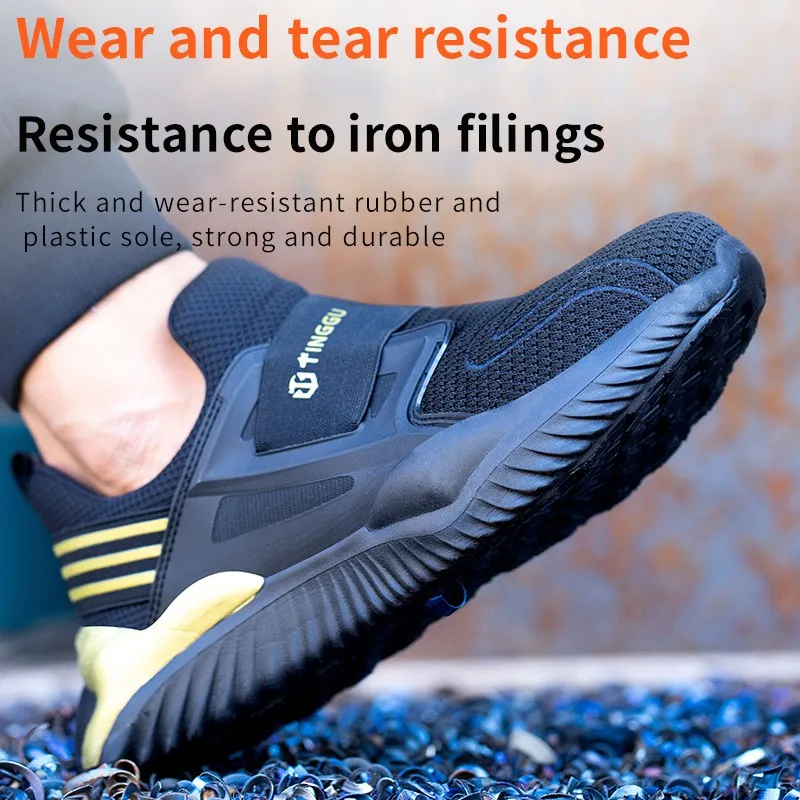 Zapatos De Seguridad para las cuatro estaciones para hombre, zapatillas transpirables antigolpes y antiperforación, tela voladora, novedad De 2025