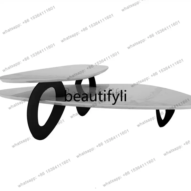 Factory Direct Coffee Table Modern Minimalist Style Special-shaped Double-layer Wooden Surface