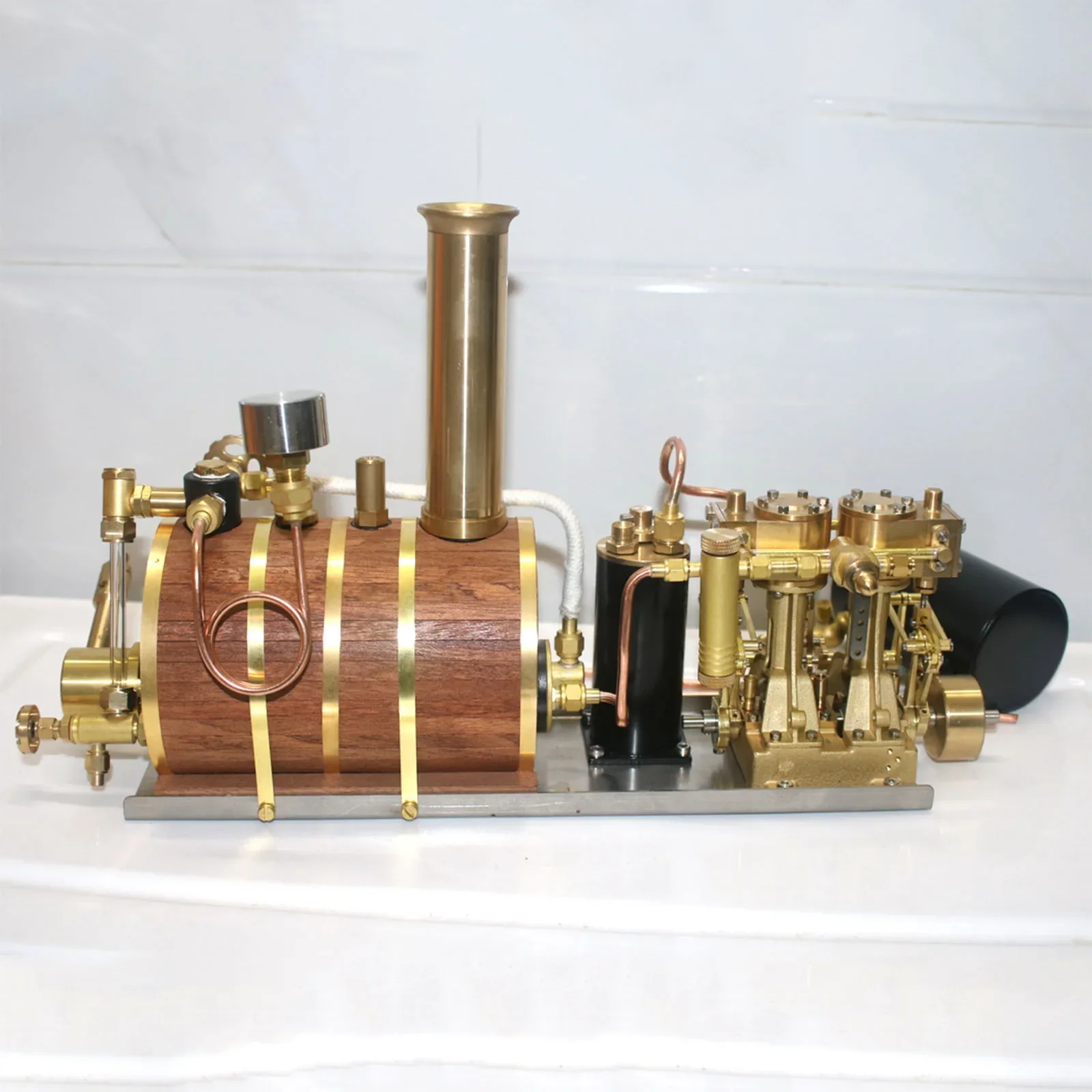 

3.7cc In-line Twin-cylinder Reciprocating Steam Engine Model Brass Vertical Steam Engine Model Toy Physics Experiment Toy