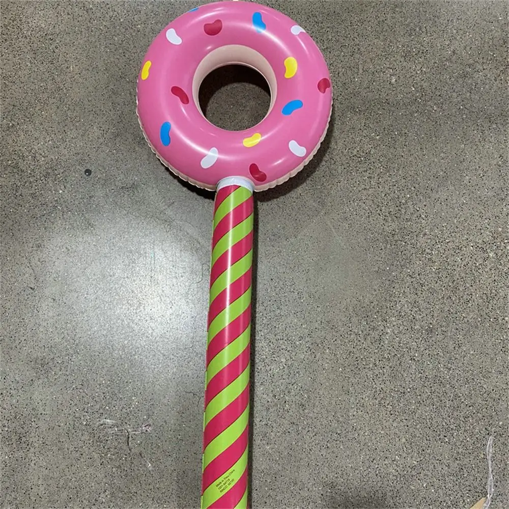 Candy Theme Inflatable Donut Donut Shape Sweet Doughnuts Inflatable Balloon Sticks PVC Material Bright Color Doughnuts Ballon