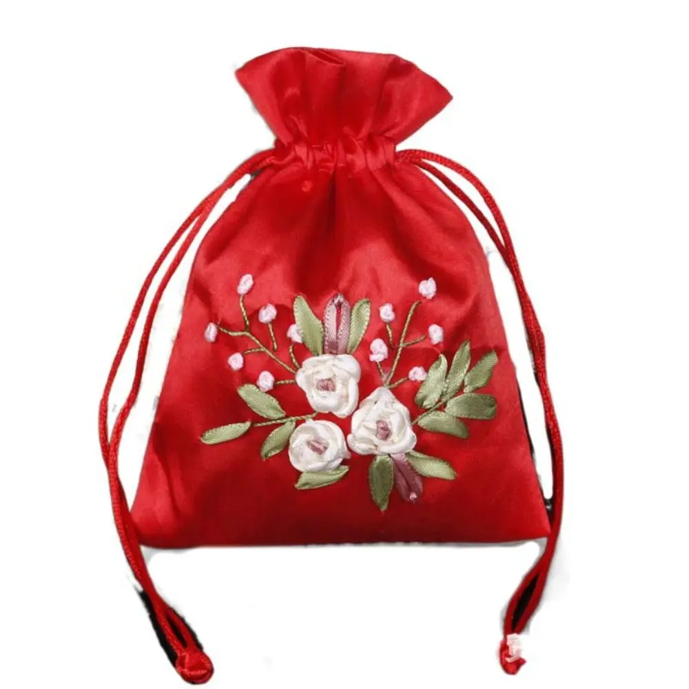 Candy Bag Embroidery Flower Drawstring Bag Spice Bag Small Pouch Cloth Storage Bag for Filled Fragrant Herbs Coin Purse