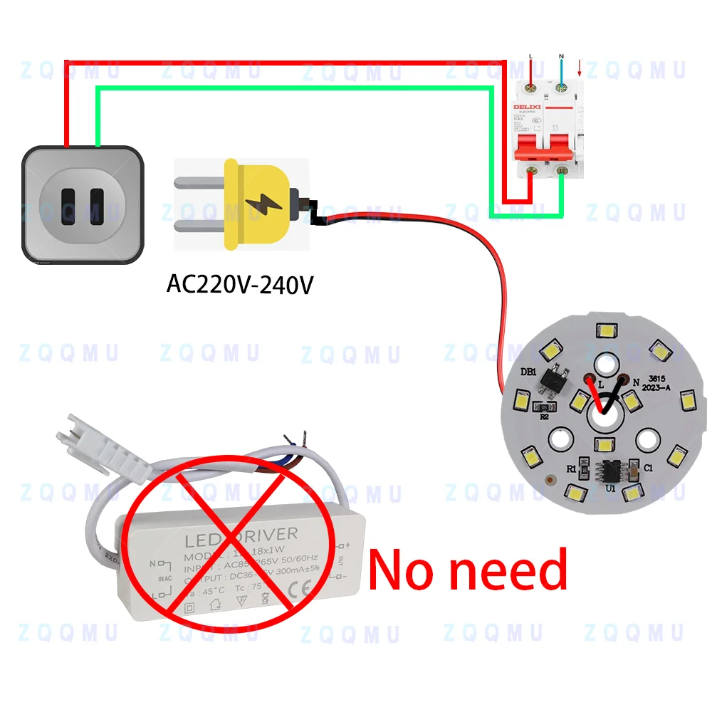 2PCS LED Chip AC220V 18W 15W 12W 9W 7W 5W 3W No Driver Round PCB Board Bulb Light Source Module Garage Basement Chandelier Lamp