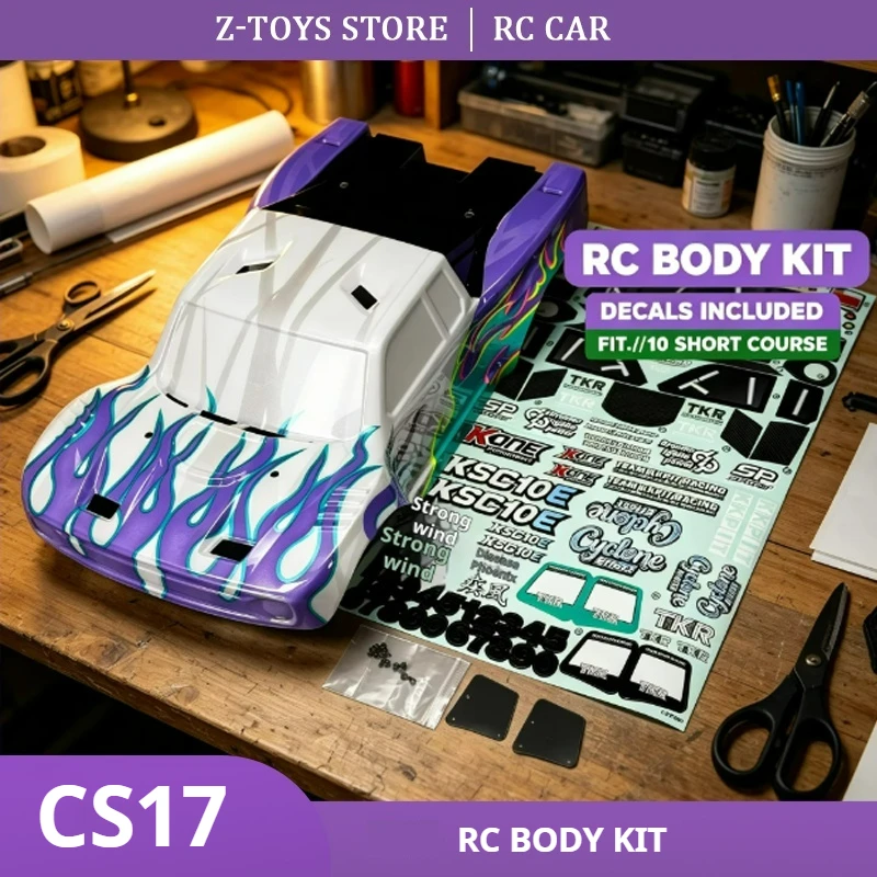 KKPIT CS17 1/10 Cyclone Neon Ghost Pre-Painted Short Course Truck Body 330mm PC Shell With Stickers For RC Racing