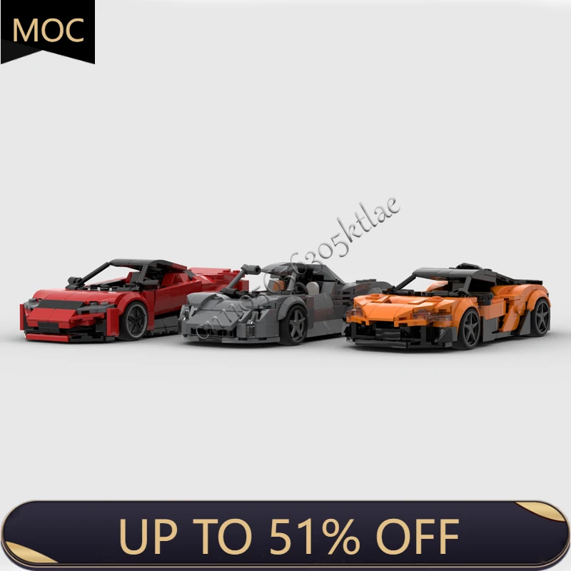 

1050 Parts MOC Technology Racing Three Supercar Sets Model Building Blocks Speed Vehicle Bricks Toys Kids Popular Birthday Gift