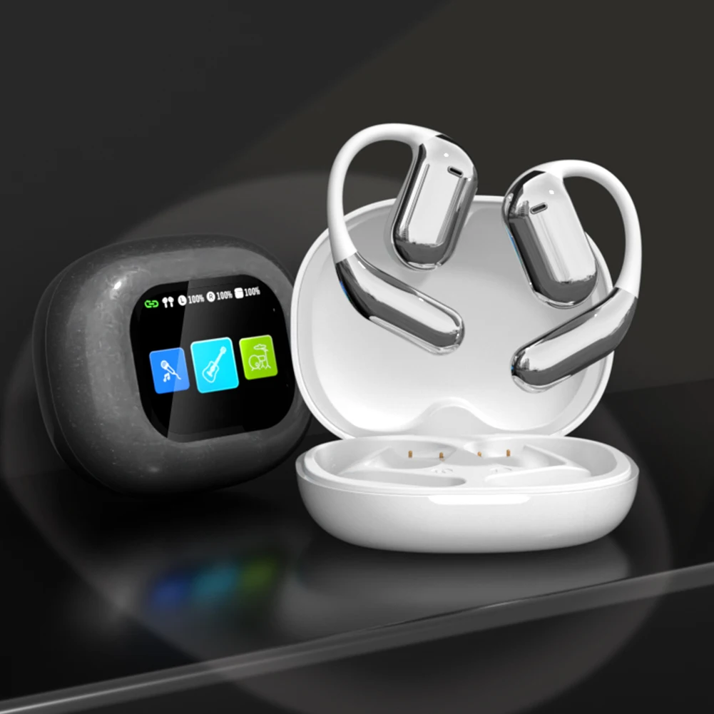 AI في الوقت الحقيقي AI المترجم سماعات الأذن شاشة تعمل باللمس بلوتوث متوافق 5.4 مترجم سماعة IPX7 مقاوم للماء للسفر الأعمال