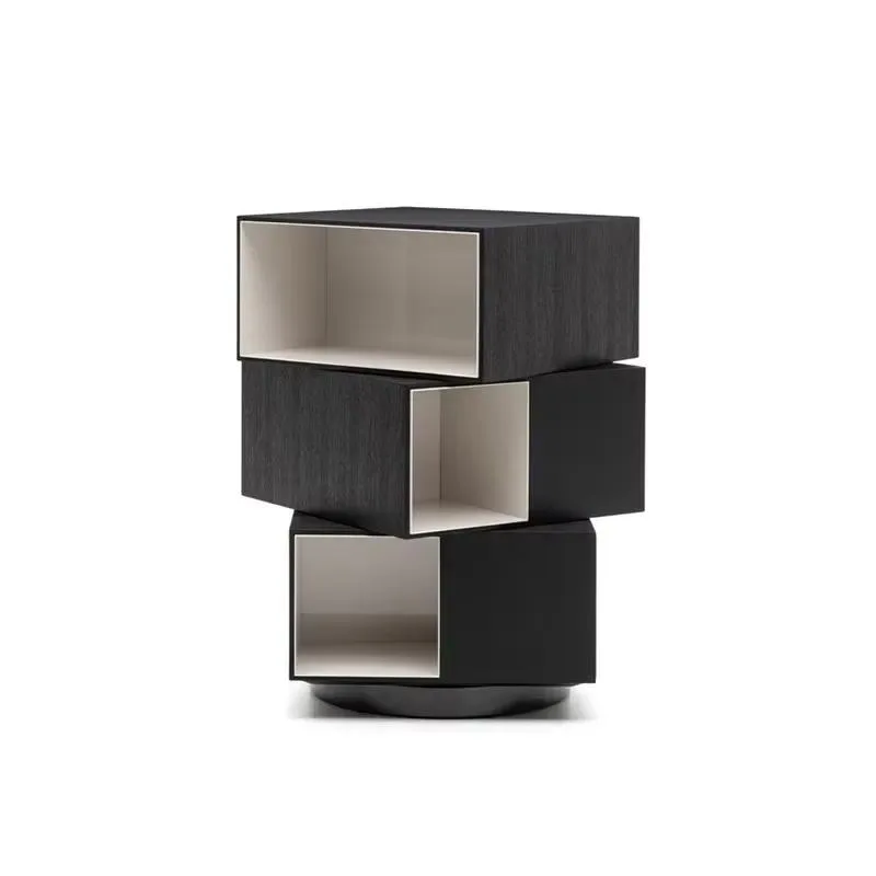 High End Custom Modern Rotating Cube Cabinet Living Room Storage Locker with Swivel Base