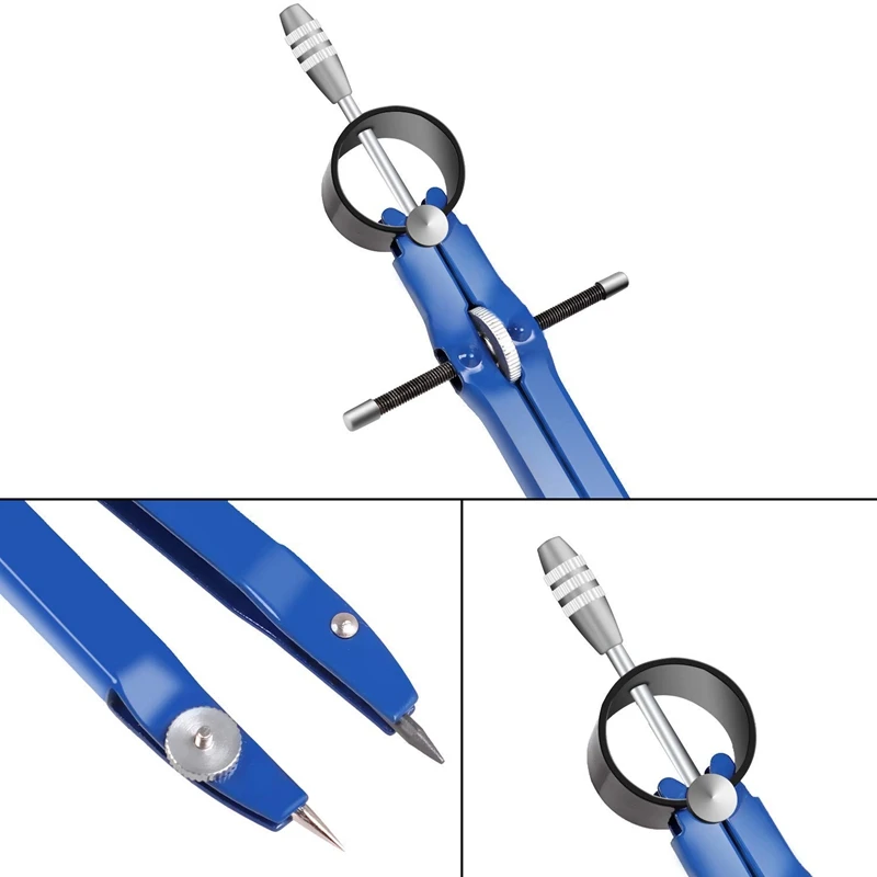 Boussole professionnelle 3X, jeu de géométrie de boussole avec serrure, boussole de maths et de précision, métal et outil Durable (bleu)