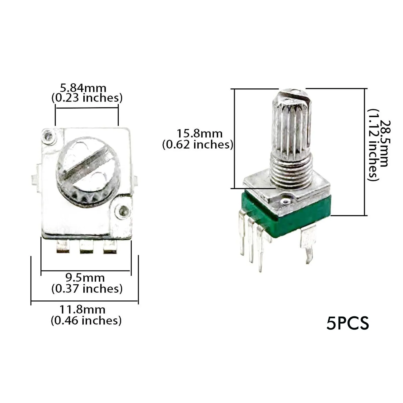 5PCS RK097N 3Pin Potentiometers Switches 15mm 5K 10K 20K Shaft Amplifier Sealing Potentiometers 