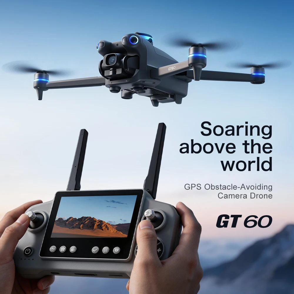 Best Deal GT60 GPS Foldable RC Quadcopter 4 3 Inch Screen 4K HD Brushless Airdrop 5G FPV Dual Camera Drone One Key Return Stable