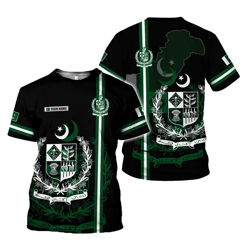 

Мужские футболки с 3D принтом и флагом Пакистана, летние повседневные футболки с короткими рукавами, топы, мужские футболки большого размера, уличная одежда