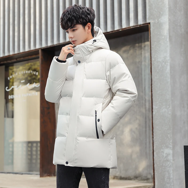 Winter Long Down Jacket For Men's Brand Casual Fur Collar Hooded 90% White Duck Down Warm Coat Men's Winter Jacket
