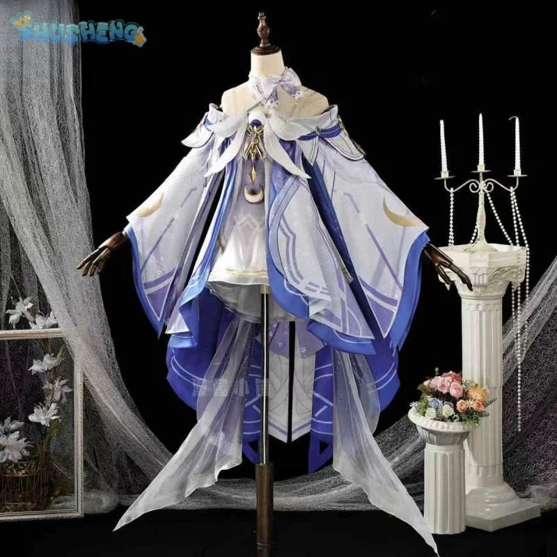 

Костюм для косплея Columbina Damselette, игра Genshin Impact, новое женское элегантное платье, парик, реквизит, наряд, карнавальная форма на Хэллоуин