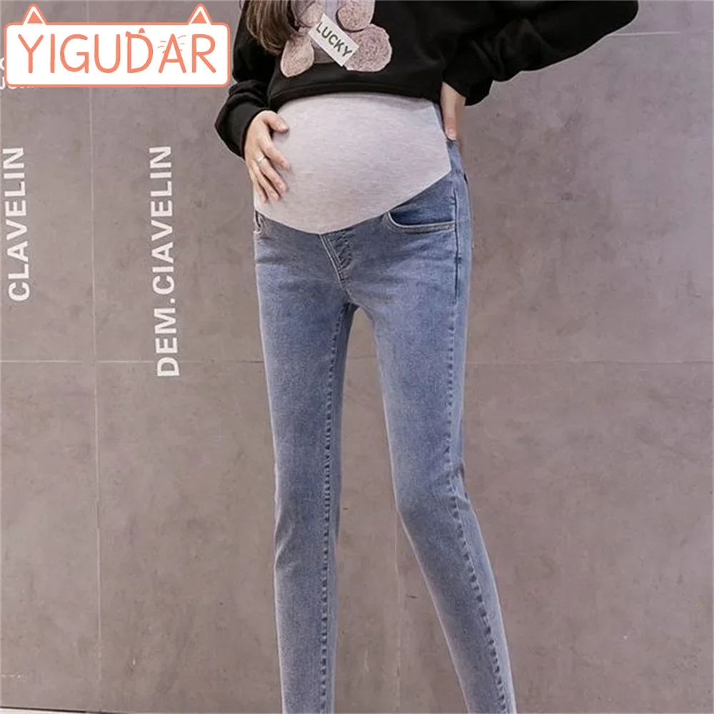 Pregnancy Abdominal Pants Jeans Maternity Pants For Pregnant Women Clothes High Waist Trousers Loose Denim Stretch Flared Jeans