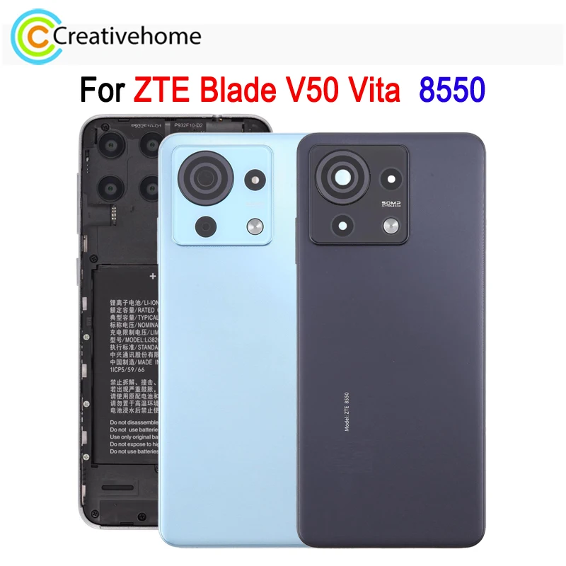 

Задняя крышка аккумулятора для телефона ZTE Blade V50 Vita 8550, задняя крышка с рамкой объектива камеры, запасная часть с логотипом