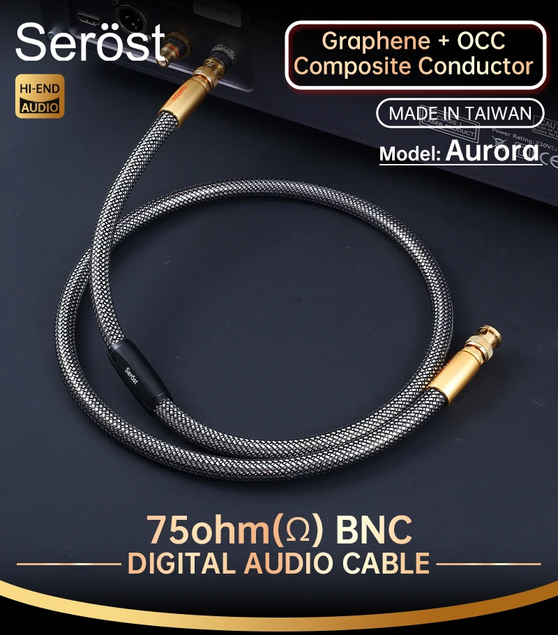 Serost Aurora Hi-END 75 Ohm Koaxial-BNC-Audiokabel Graphen-Kupfer CD-Digital-Player Verstärker SDI BNC Word Clock Jack – Detail 1