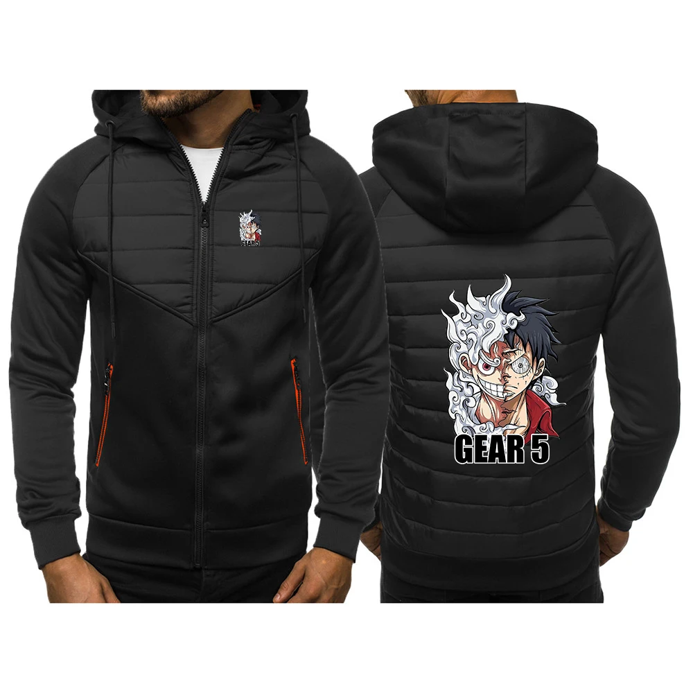 

2026 One Piece Luffy Spring Autumn Men's New Gear 5 Nika Print Three-color Cotton Hoodie Long Sleeve Comfortable Zipper Jacket