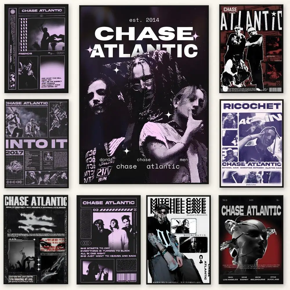 Dark Alt-rock Band C-Chase Atlantic Poster Frameless Peel-and-Stick Removable Wall Art Print