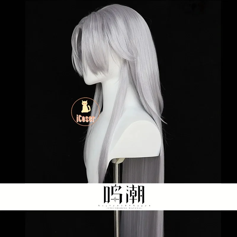 Wuthering Waves Calcharo Cosplay Wig 120cm Gray Long Hair Ghost Hounds Natural Resonator New Federation Halloween for Women Men
