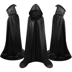 Halloween Mantel Zachte Unisex Capuchon Zwart Gewaad Heks Lange Cape Cosplay Kostuum Prop Party Prestaties Benodigdheden Vakantie Decoratie