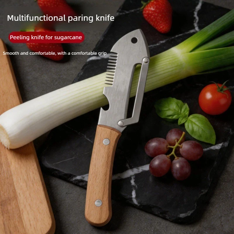 3 in 1 Multifunctional Stainless Steel Peeler Scallion Slicer Great for Scallion Peeling Fruit and Sugarcane Peeling