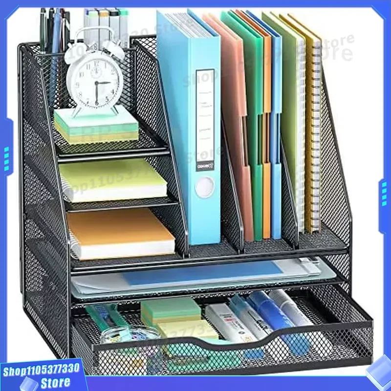 5 Tier Metal Desktop File Organizer Office Document Storage Rack Data Drawer Shelf for Home Business Wholesale New Arrival