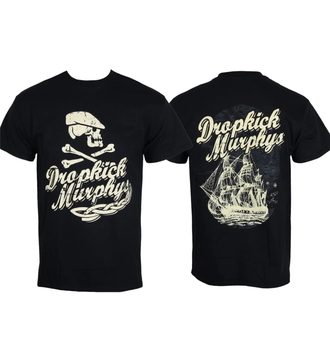 Dropkick Murphys Scally Skull Ship Printed T-shirt - Celtic Punk Band Style Daily T-shirt - Suitable for Both Men and Women