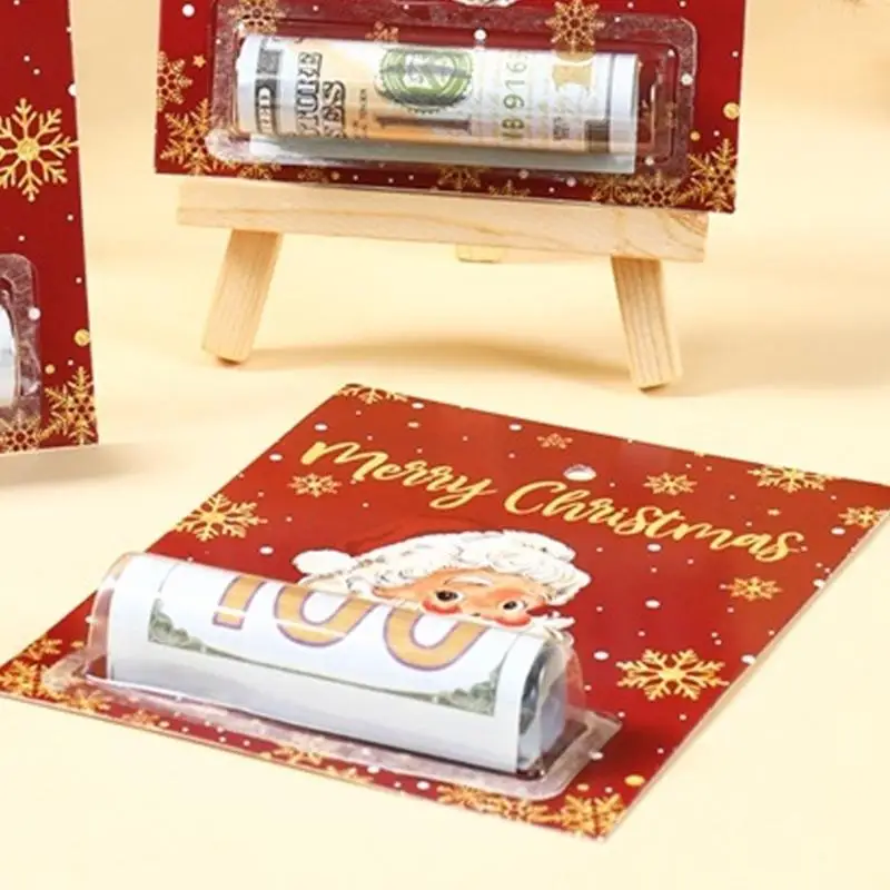 

E8BD Christmas Santa Money Holder Greeting Card Practical Cash Gift Solution for Christmas Present Exchanging