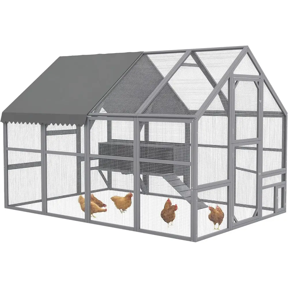 

Large , Wooden Chicken Coop with Waterproo & Anti-UV Cover, Split Door, 4 Nesting Boxes, Roosting Bar, Walk-in Chicken Pen or 8-