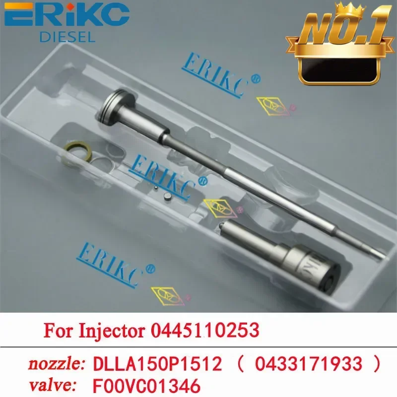 

ERIKC 0445110253 Diesel Injector Repair Kits Nozzle DLLA150P1512 Valve F00VC01346 For HYUNDAI 33800-27800 0445110254 0445110726