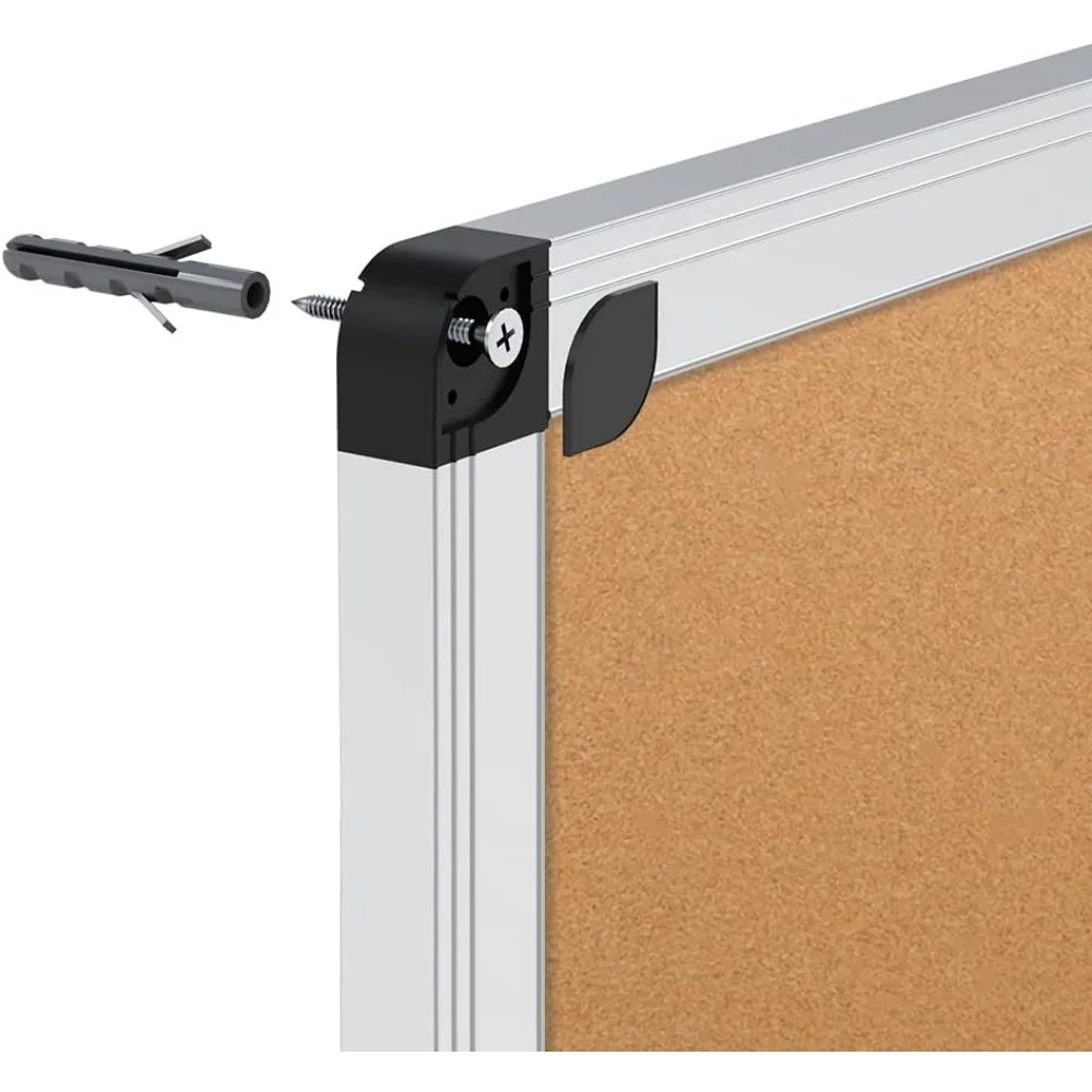 Tabuleiro de avisos de cortiça, 48 x 36 polegadas, pacote com 2, estrutura de alumínio prateado