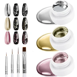 5ml Metallic Painting Gel Polish Strong Gold Silver Rose Gold Nail Art Soak Off Gel Nail Polish Silver Mirror Gel Nail Varnish