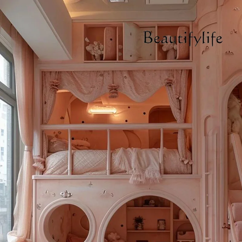 Zl Guardrail أوروبا سرير أطفال طابقين تصميم عادي مخصص الفتيات طفل سرير الأميرة القلعة كاما Infantil أثاث المنزل #3