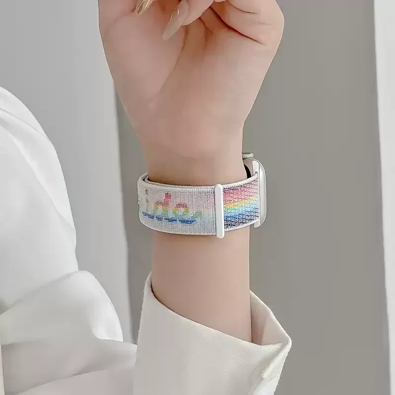 Nylon loop Correa For Apple Watch Band 45mm 44mm 46mm 40mm 49mm 41mm 42mm 38 Bracelet iWatch Series 6 Se 7 8 9 10 ultra 2 straps image 3