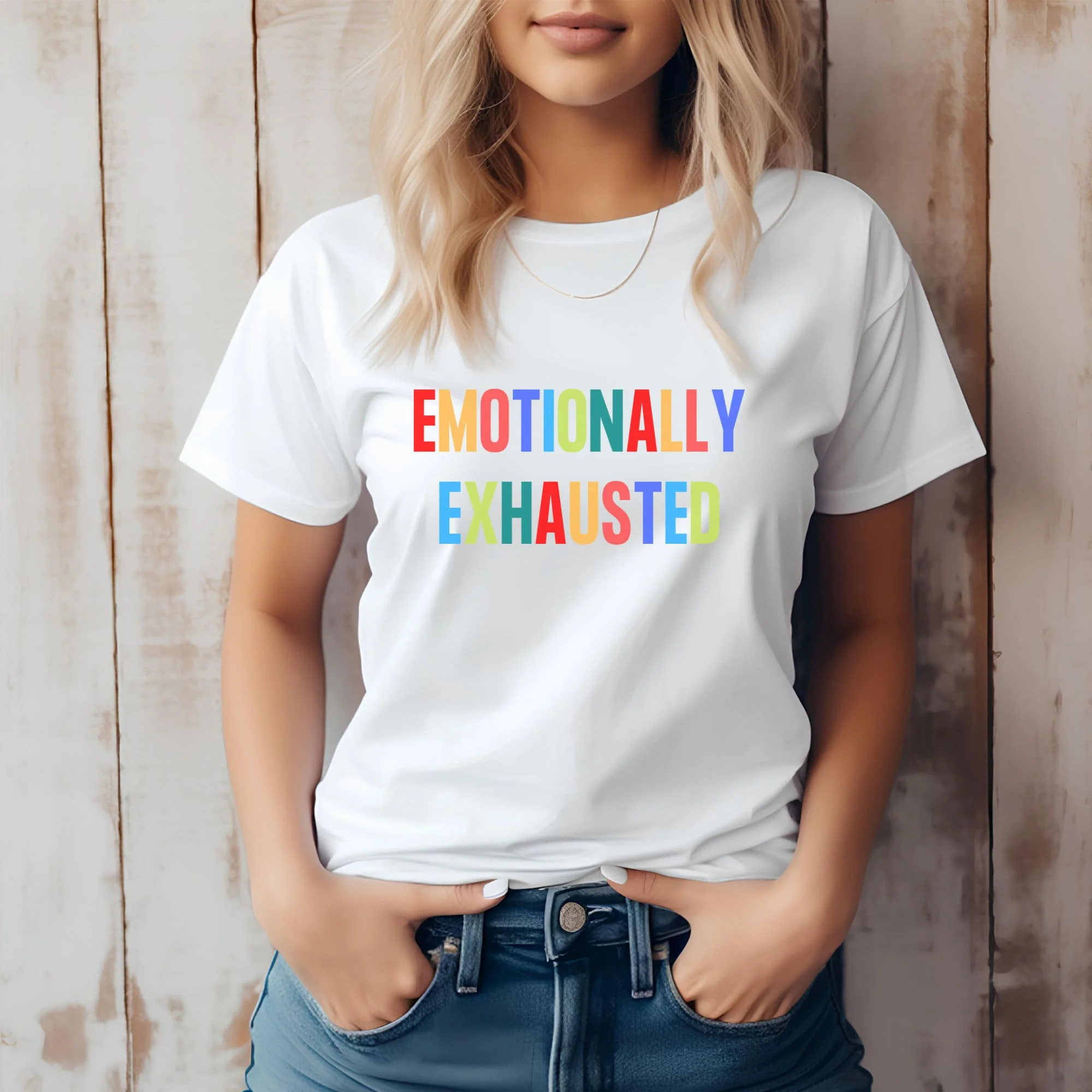 Emotionally exhausted t shirt Mental health awareness Depression mom Colorful