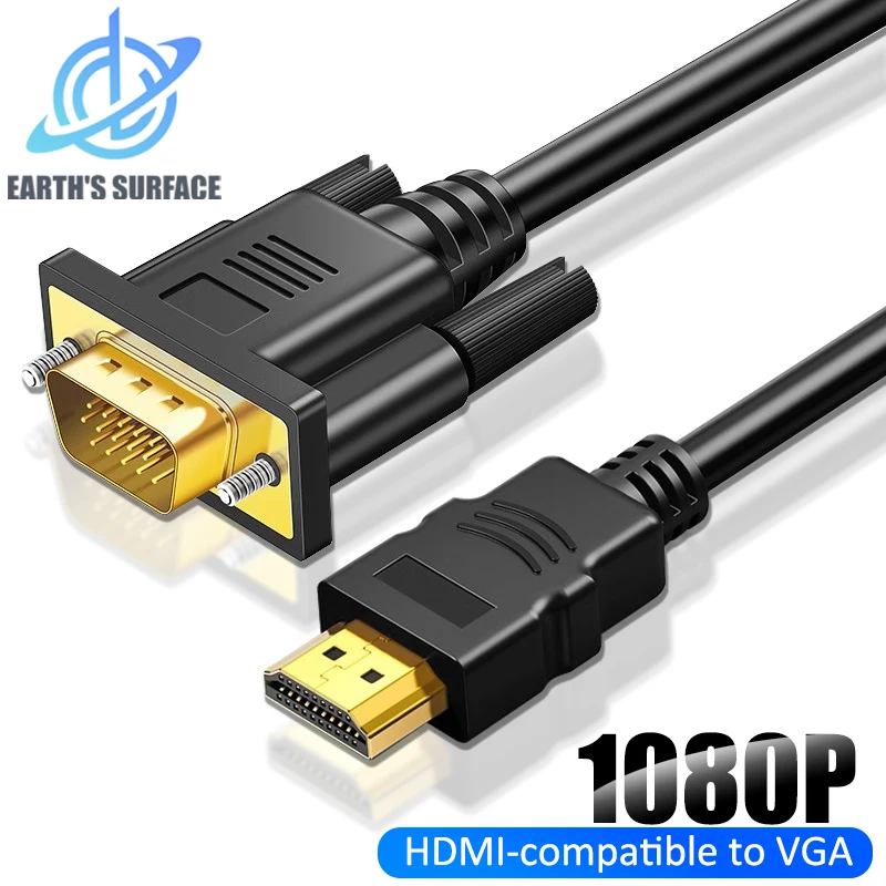 1080p hdmi-compatível com vga cabo hdmi-compatível macho para vga macho cabo adaptador de vídeo digital para analógico para computador portátil